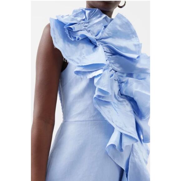 NEW Aje Adelia Ruffle Midi Dress AU 10 US 6 Light Sky Blue One Shoulder Midi - Picture 13 of 15
